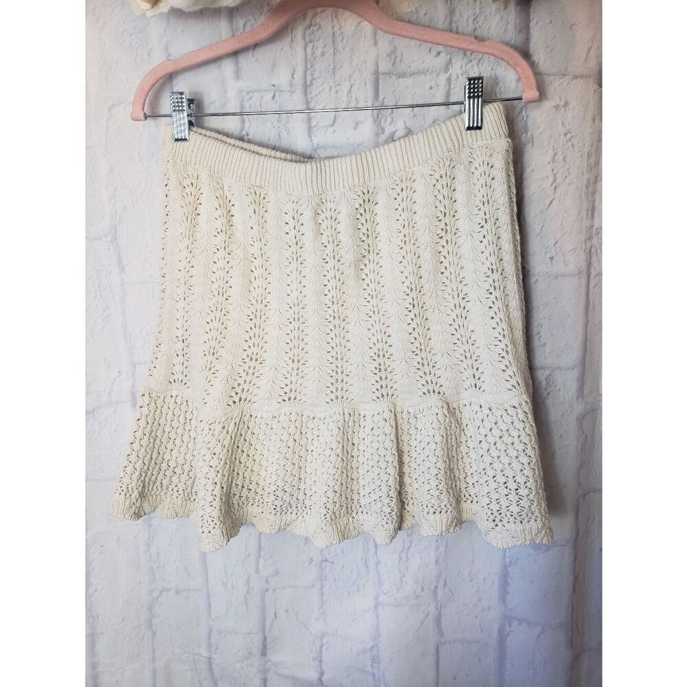 NWT FRESHMAN 1996 2 Piece Crochet Knit Mini Skirt & Crop Top Large - Picture 3 of 12